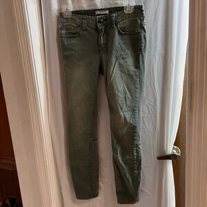 Free people green skinny moto pants back zippers on legs size 25
